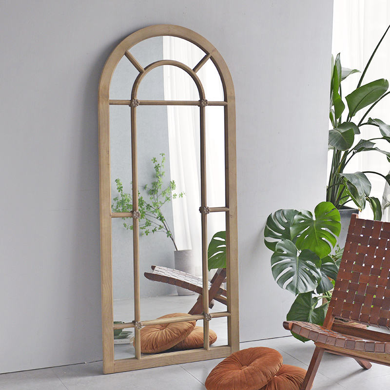 JZ009 Eurostyle Countryside Retro Solid Wood Window Mirror Hyun Guan Mirror Living Room Genguan Shop Background Wall Decoration Wall-hanging