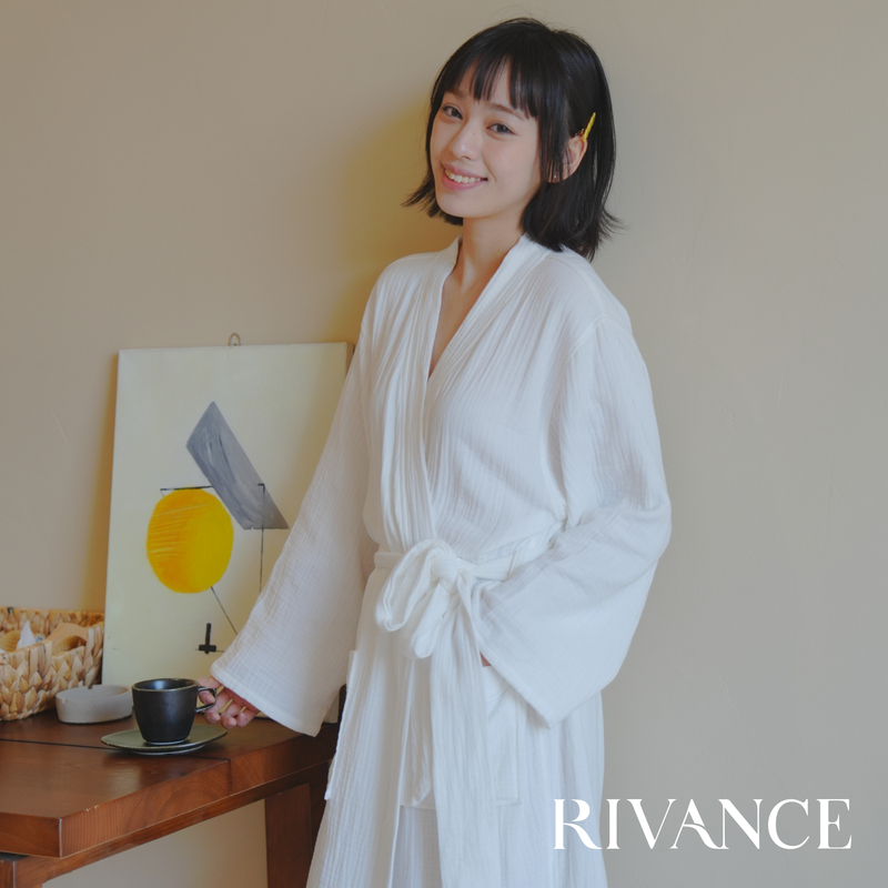 Rivance A-Grade Three-Layer Cotton Gauze Bathrobe and Bath Towel, High-End Pure Cotton Nightgown, Soft, Skin-Friendly, Absorbent and Quick-Drying