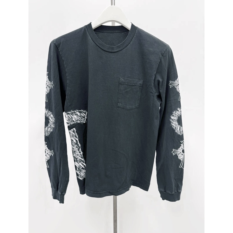 (in Stock) Self-Designed Soap and Water Vintage-Style Sanskrit Letter Floral Long-Sleeve T-Shirt