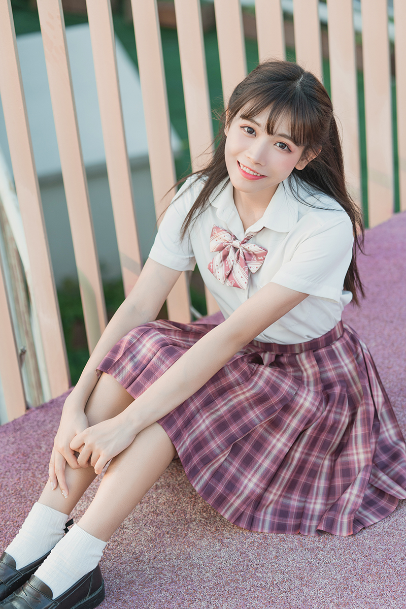 (Flower and fog JK) plum Cola JK grid skirt TR pleated skirt original students 2021 spot