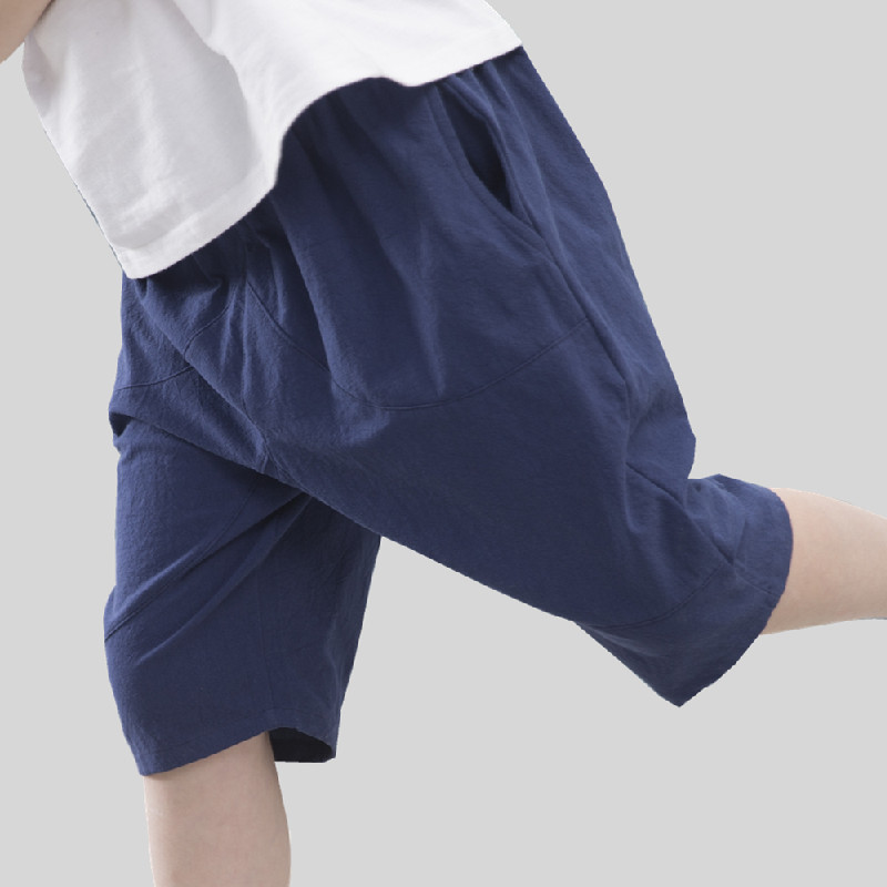 Boy Shorts Pants Children Seven Pants Cotton Hemp Loose Large Boy Casual Linen Kharen Pants 50% Pants Tide 50% Pants