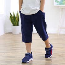 Boys  summer linen seven-point pants new medium-large childrens baby large size loose cotton and hemp childrens casual pants tide