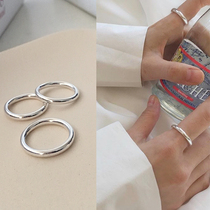 S990 Foot Silver Pure Silver Korea Handcrafted Brief About 100 Hitch Glossy Surface Circle Vegetarian Silver Coarse Forefinger Tail Ring Not Falling