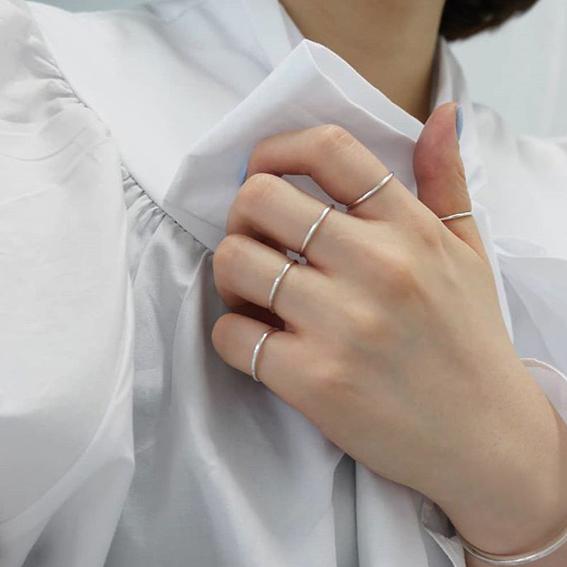 S925 sterling silver Korea ins Europe and the United States cold wind extremely simple slender section aperture joint suit closed line ring