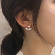 Legal Light Extravagant INS Wind American 18K Bag Golden Retro Refined Pearl Sector Anti-Allergy Earrings Rear Hanging Ear