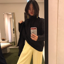 newyork tide design Hidemi the same style Trendy Gilded Pink Small Round Sheet Long flow Suearrings Anti-allergy