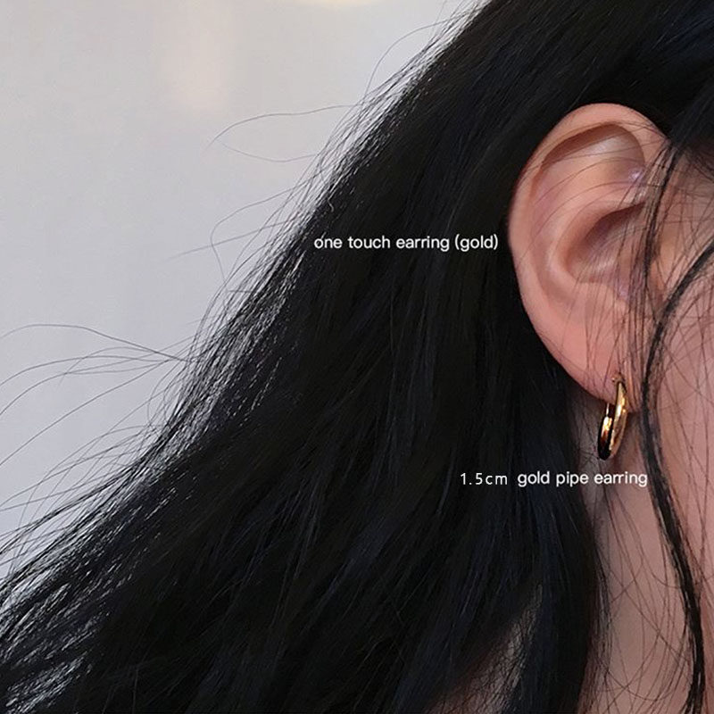 Eu American 14K Bag Golden Polar Simple Ins Wind Anti-Allergy 100 Hitch Ring Cirque Ear Button Earrings Male And Female