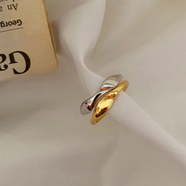Strong push 925 pure silver European and American ins South Korean extremely simple golden irregular anomalous wavy water drop opening ring female