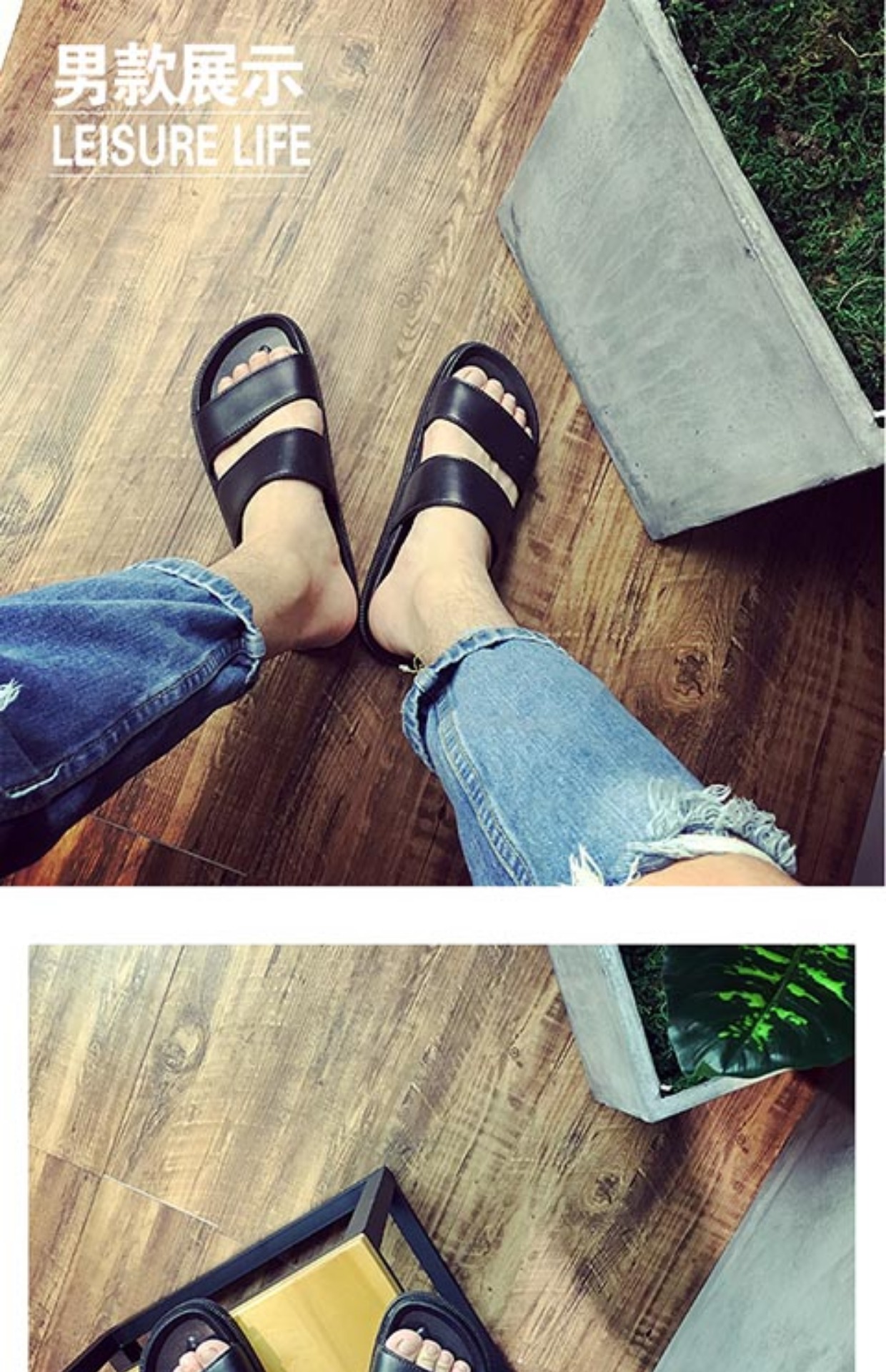Thời trang nam dép mùa hè giản dị trong nhà và ngoài trời dép chống trượt cỡ lớn và dép nhựa đế dày đi biển dép chaco