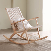 Nordic charm chairs Japanese-style home with a big rattan chair modern solid wood old man lying chair recreational balcony shake chair