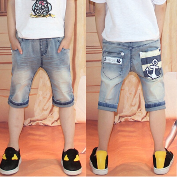 Quần short bé trai denim mùa hè mỏng trẻ em mặc quần trẻ em 2019 quần mới trong quần trẻ em lớn phiên bản Hàn Quốc của thủy triều - Quần jean quần áo sành điệu cho be gái