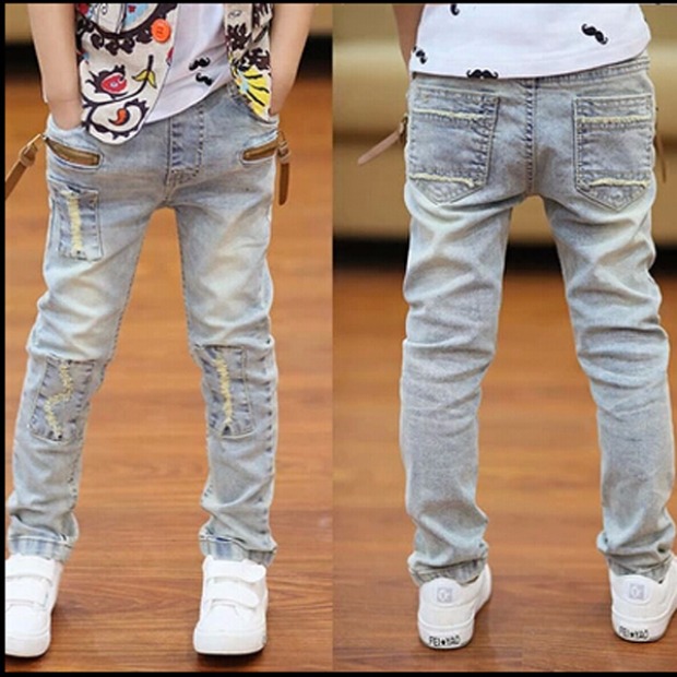 Quần bé trai quần mới quần jeans trẻ em quần đơn xuân hè và hè hè Trẻ lớn mặc quần chân mỏng thủy triều - Quần jean kinh doanh quần áo trẻ em