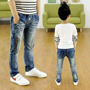 Quần bé trai quần mới quần jeans trẻ em quần đơn xuân hè và hè hè Trẻ lớn mặc quần chân mỏng thủy triều - Quần jean