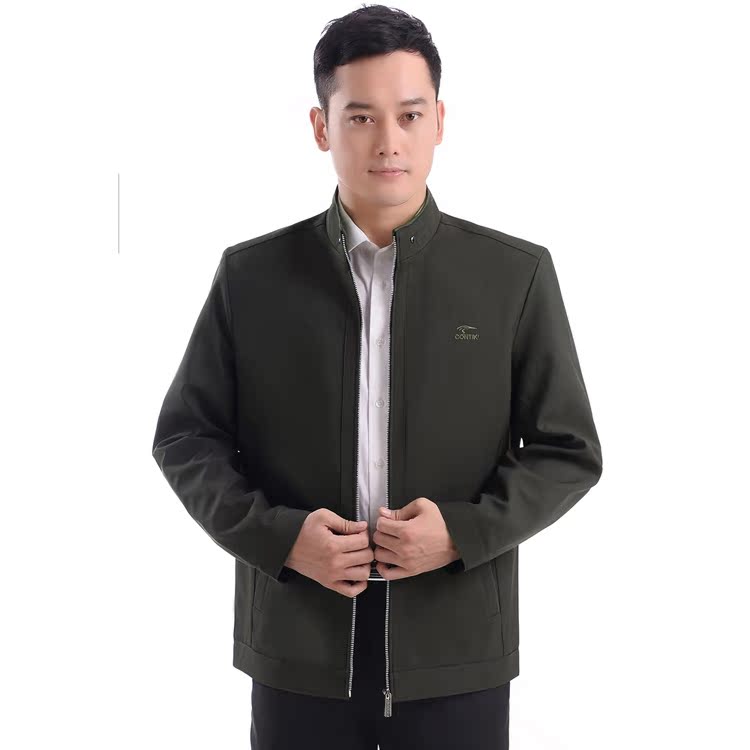 Mùa xuân và mùa thu trung niên áo khoác nam cha mặc áo khoác nam trung niên mùa xuân và mùa thu kích thước lớn áo khoác nam giản dị áo khoác bomber