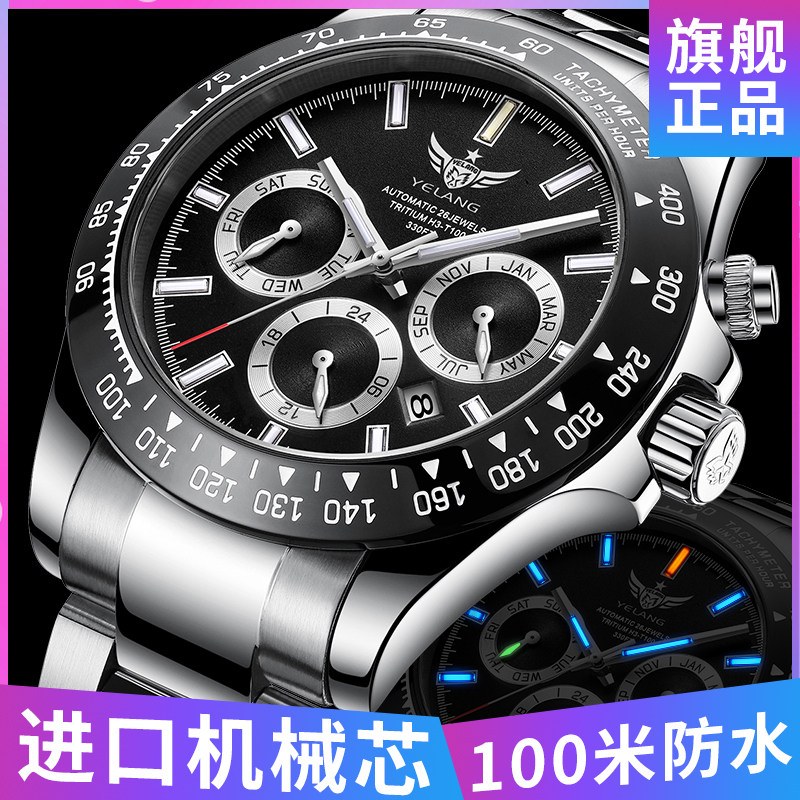 Wolf Watch famous mechanical watch male watch fully automatic sports Swiss tritium nightcluster panda