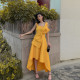 Retro French Oversized Bow Knot Backless Small Dress Female Minority Design Sling Front Short Front Back Long Swing Dress