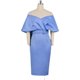 Design sense strapless one word collar waist dress dollytang white blue with belt bag hip small dress