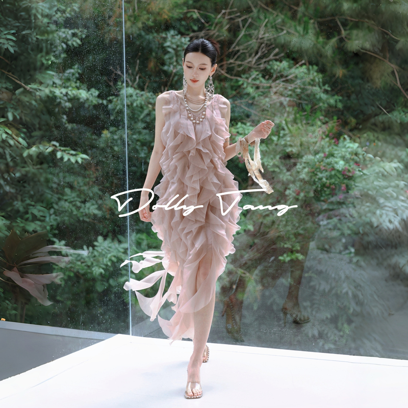 Dollytang Duojia【Sixth Junior】Heavy-Duty Layered Ruffle Dress, Flowing Morning Gown, Everyday Little Dress