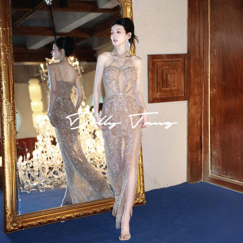 Dollytang Luxury Heavy Rhinestone Halter Dress Sparkling Full Rhinestone Hollow Sexy Party Dress Dollytang Luxury Heavy Rhinestone Halter Dress Sparkling Full Rhinestone Hollow Sexy Party Dress