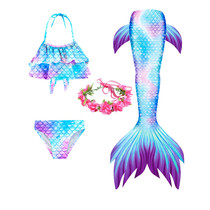Kids Mermaid Swimsuit Outfit Girls Mermaid Tail Bikini Swimsuit Princess Skirt Baby Three-Piece Set