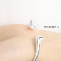 Fox s925 sterling silver bracelet female cold style retro simple student Joker Japanese and Korean bracelet fashion couple hand ornaments