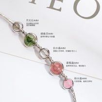 Sterling silver strawberry crystal bracelet female series recruit peach blossom Moonstone green ghost bracelet pink crystal ins girlfriends gift