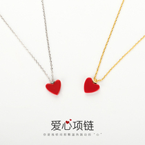 Love pendant plated 18K gold 925 sterling silver choker small red heart necklace female simple personality Korean version of net red peach heart