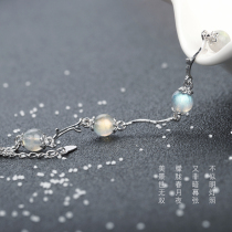  Blue moonstone bracelet Female sterling silver ice species natural crystal gray moonlight forest forest hand string cold wind student
