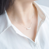 Civet Korean hipster minimalist square pendant S925 sterling silver temperament short necklace choker gift female version