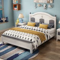 Solid wood childrens bed boy American single bed 1 2 teenagers bed simple bedroom set combination 1 5 meters storage