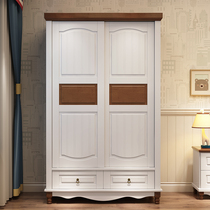 Childrens solid wood wardrobe sliding door wardrobe 2 door sliding door wardrobe 1 2 meters sliding door small apartment Mediterranean wardrobe