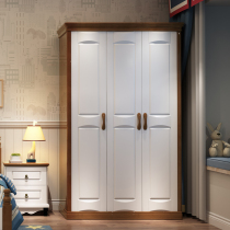 Childrens wardrobe solid wood small apartment Mediterranean wardrobe 3 doors 4 doors swing door childrens furniture combination set bedroom