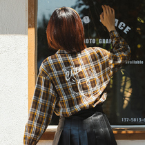 Retro Port Taste Plaid Shirt Woman 2021 Fall new Korean version 100 hitch a long sleeve shirt chic blouse