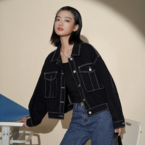 Hong Kong flavor tooling denim coat womens autumn and winter 2020 new wild Korean solid color thin short coat