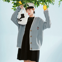 Ant q Baby Knitted Sweater Womens V-neck Cardigan 2020 Autumn and Winter New Korean Edition Wear Joker Lazy Top