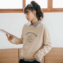 Round neck sweater womens autumn and winter 2020 new salt Joker cotton lazy pullover long sleeve shirt printed top