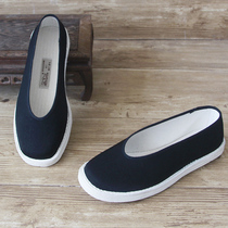 Old Beijing cloth shoes mens thousand layer bottom handmade soft bottom spring mens and womens kung fu shoes old shoes black round mouth cloth shoes