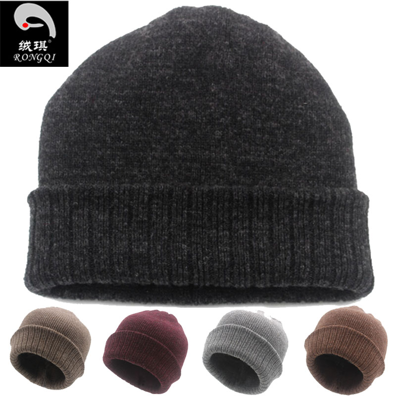 Old man wool hat naked male and female grandparents hat double thick warm middle-aged knitted hat father hat