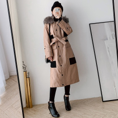 Кожаная куртка 真皮羽绒服女2020新中长款冬休闲貉子毛领加绒半植鞣绵羊皮衣外套