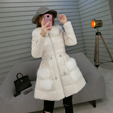 Кожаная куртка 真皮羽绒服女中长款2020新冬季修身绵羊皮衣保暖狐狸毛领皮草外套