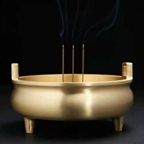 Pure copper incense burner household indoor offering Xuande furnace line incense inserted for Buddha burning incense incense burner extra-large incense burner