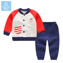 Bean dragon baby cotton thermal underwear set men and women baby spring thick children cotton open home clothes