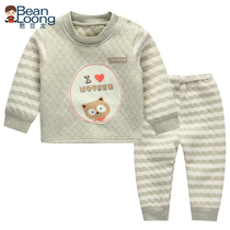 Bean Dragon Childrens thermal underwear set thickened autumn and winter cotton cotton men and women children Color Cotton out two sets