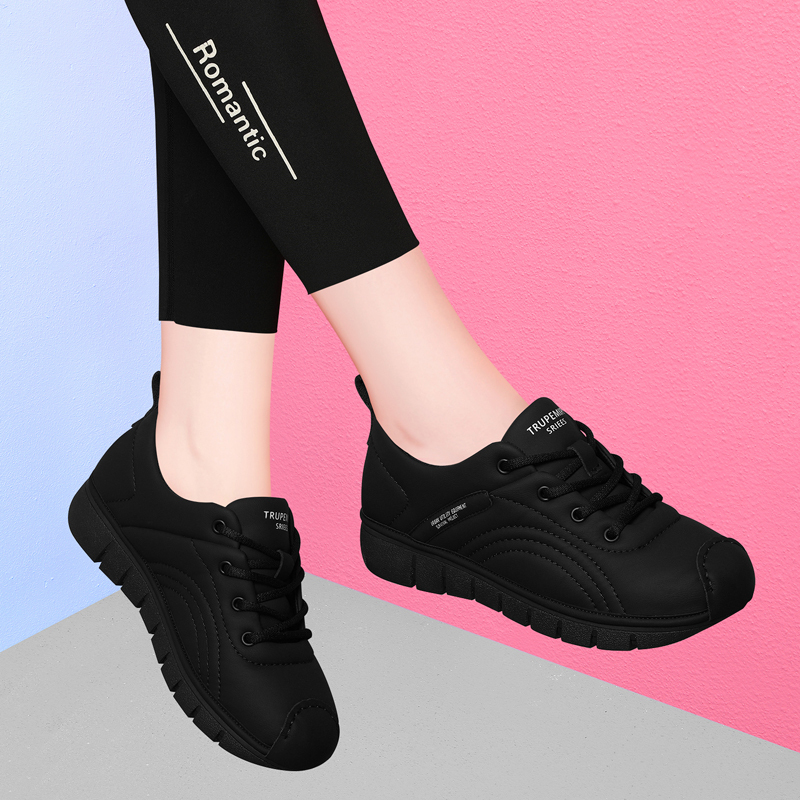 All-Black Forrest Gump Flat Sneakers for Women, 2025 New Autumn and Winter Fleece-Lined Lightweight Soft-Soled Casual Black Shoes