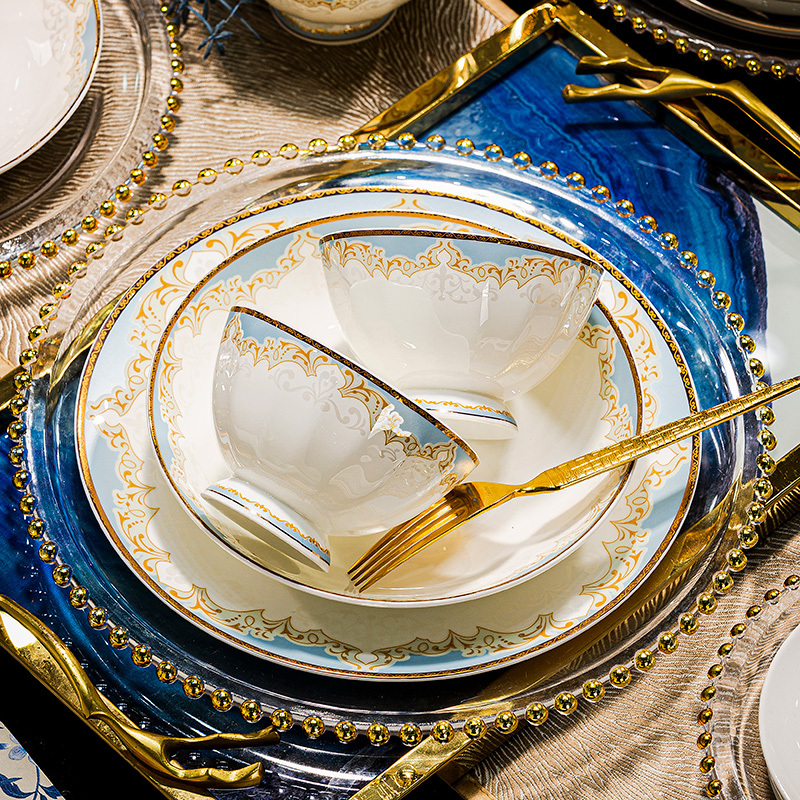 Jingdezhen High-End Bone China Dinnerware Set, Light Luxury and Premium Feel, Bowls and Plates for Home Use, 2026 New Model for Housewarming and Weddings
