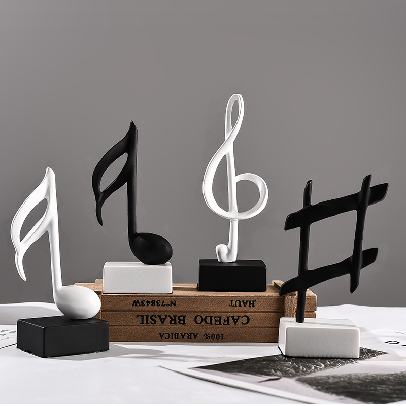 Modern Nordic black and white note ornaments Music lessons Piano resin crafts display TV bookcase decorations