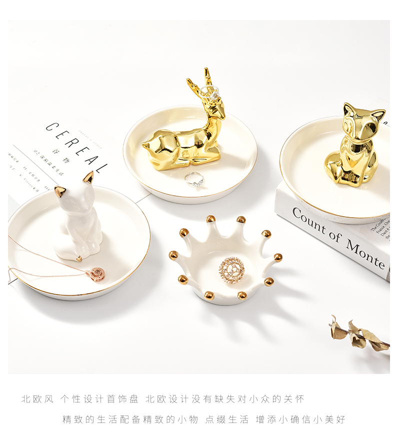 Trang sức gốm sứ Dish Dresser Lưu trữ Pan Trang trí phòng tắm Ring Khay Bắc Âu Sáng tạo động vật Trang sức đứng tiệm đồ dcor