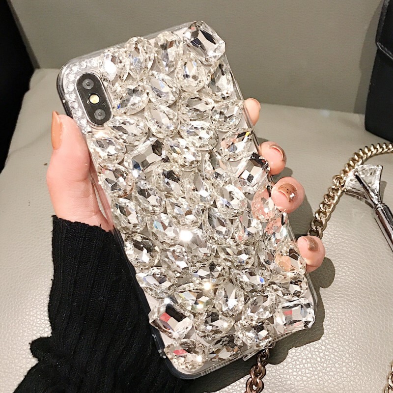 Iphone17Air/16Promax Rhinestone Phone Case Apple 13/14Pro Sparkling Diamond Soft Case Anti-Fall Suitable for 15Pro Glass Crystal Diamond Inlaid Protective Case Silicone Luxury New Model for Women