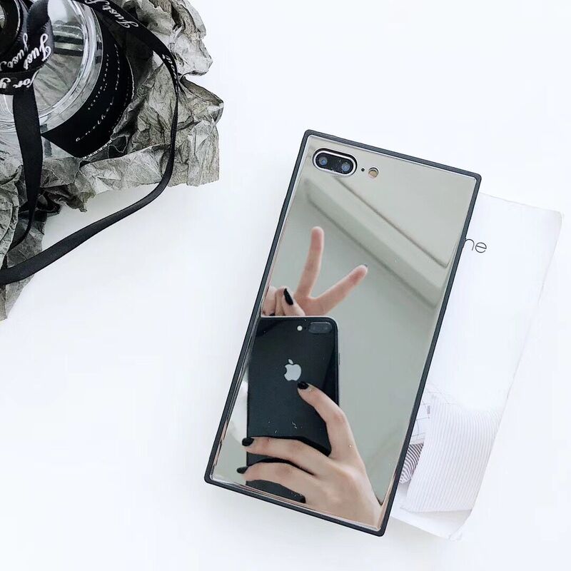 Full Mirror Glass Case Suitable for iPhone 17/15 Pro Max Phone Case, Mirror 16 Pro Max, Apple 13/14 Protective Case, Anti-Drop Square Makeup Mirror, Tempered Glass Case, Mirror Surface, New for Women