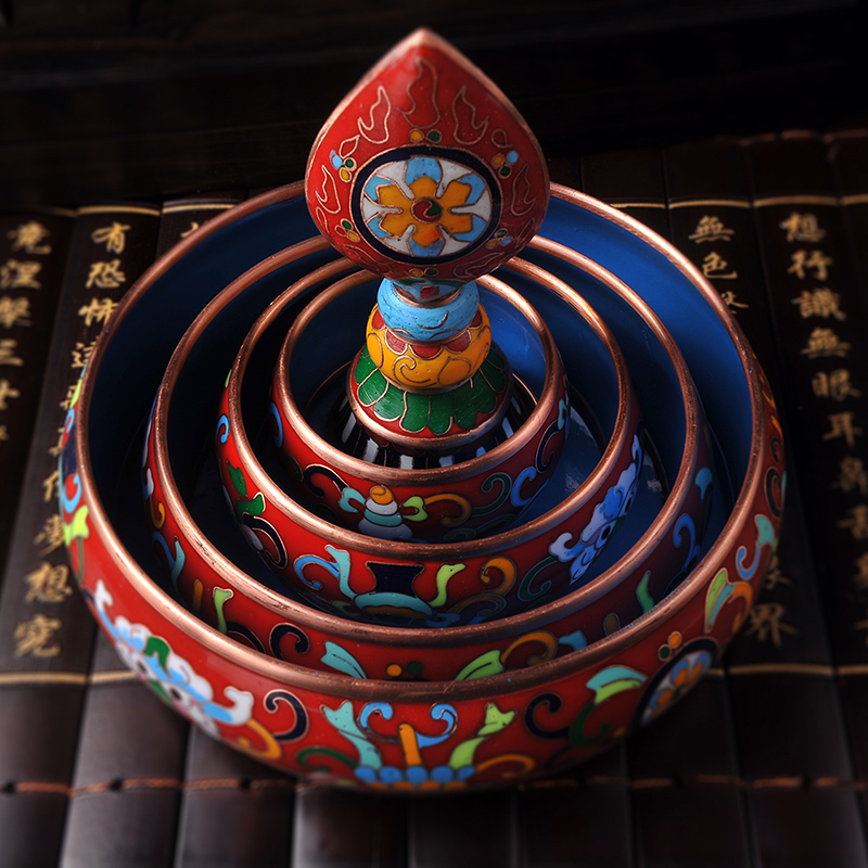 Buddha supplies Red copper grinding Tai Blue Eight auspicious repair for Manzard plate red trumpet